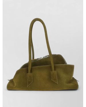 The Attico La Passeggiata Small Suede Shoulder Bag - Green
