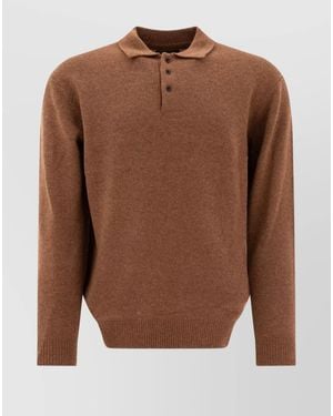 Beams Plus Wool Polo Jumper - Brown