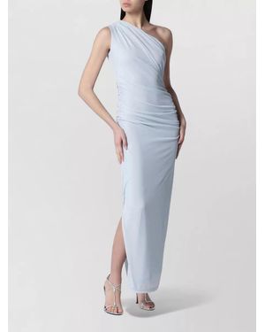 ROTATE BIRGER CHRISTENSEN Maxi Dress One Shoulder Ruched Slit - Blue
