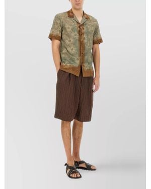Dries Van Noten Pleated Bermuda Shorts - Natural