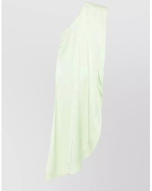 Stella McCartney One Shoulder Satin Draped Evening Gown - White