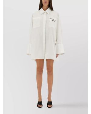 Off-White c/o Virgil Abloh Cotton Oversized Shirt Embroidered Detail - White