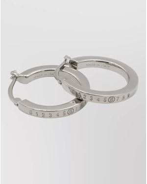 MM6 by Maison Margiela Hoop Earrings Number Engraving Polished Finish - Grey