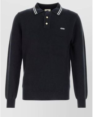 Autry Fine-Knit Polo Sweater - Blue