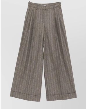 Alberto Biani Wide Leg Striped Pants Pleated Front - Gray