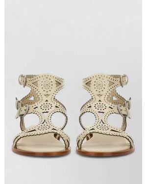 Ash Sandalwood Ankle Strap Flat Sole Sandals - Natural