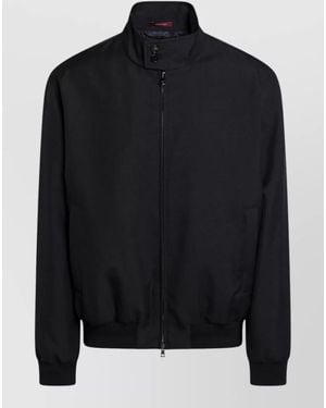 Gucci High Collar Jacket Ribbed Cuffs Hem - Black