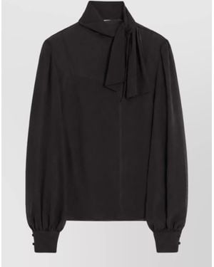 Valentino Silk Scarf-Neck Blouse - Black