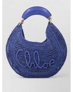 Chloé Summer Banana Hobo Raffia Shoulder Bag - Blue
