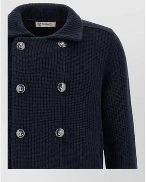 Brunello Cucinelli Marina Cashmere Cardigan Double Breasted Design - Blue