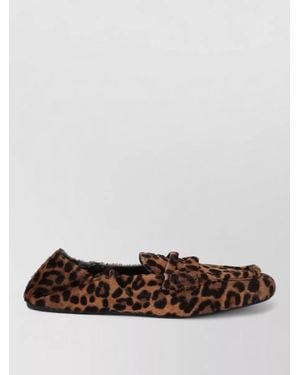 Miu Miu Loafers Saint Leopard Animal Print Flat - White