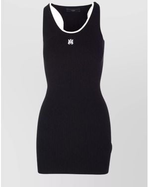 Amiri Ribbed Texture Ma Mini Dress With Contrast Trim - Black
