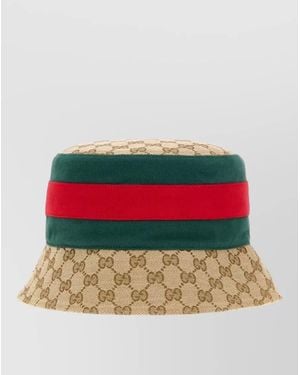 Gucci Gg Fabric Bucket Hat Contrast Band - Red