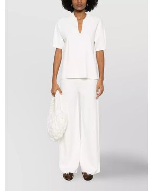 P.A.R.O.S.H. High Waist Wide Leg Flared Trousers - White