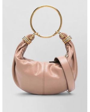 Chloé Soft Leather Clutch Bag Ring Handle - Natural