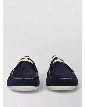 Prada Suede Leather Slip-On Loafers - Blue