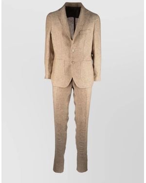 Colamarino Suit Jacket Back Vent Front Pockets Lapel - Natural