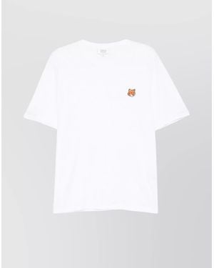 Maison Kitsuné Cotton T-Shirt Featuring Fox Head Design - White