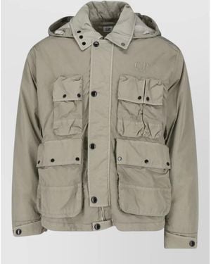 C.P. Company Hooded Coat Multiple Pockets Adjustable Cuffs - Gray