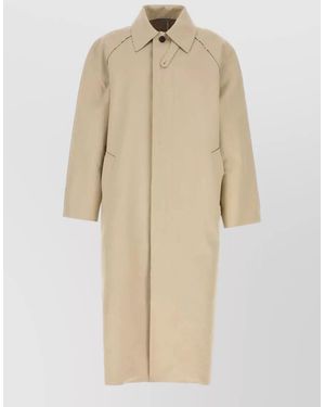 Balenciaga Cotton Trench Coat Back Vent Raglan - Natural