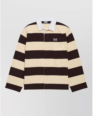 Balenciaga Long Sleeve Stripe Jersey Polo Shirt - Multicolour