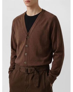 Lemaire Twisted Merino Wool Cardigan V Neck - Brown