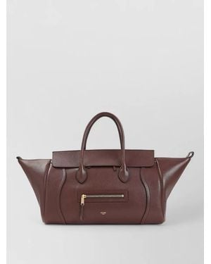 Celine Leather Medium Luggage Bag - Brown