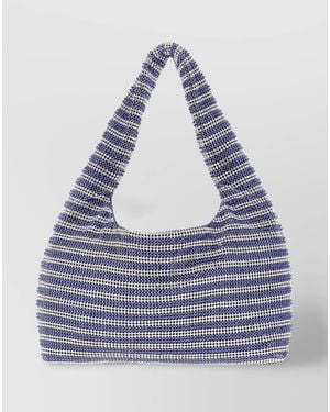 Kara Crystal Mesh Mini Embellished Shoulder Bag - Blue