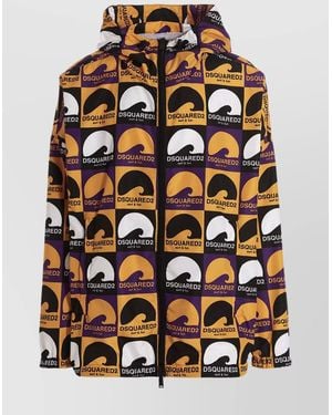 DSquared² Waterproof All-Over Print Jacket With Hood - Brown