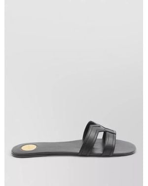 Saint Laurent Leather Slides - Grey