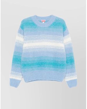 KENZO Crewneck Sweater Striped Long Sleeves - Blue