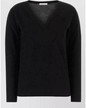 The Row Poesis Cashmere Sweater Long Sleeves V Neck - Black