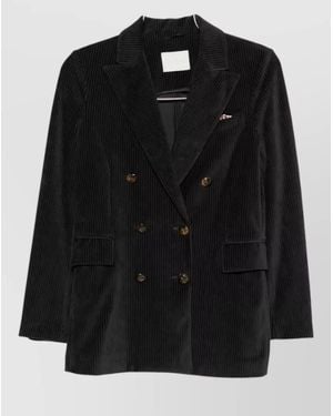 Circolo 1901 Corduroy Double-Breasted Suit Jacket - Black