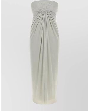 Alberta Ferretti Strapless Jersey Midi Dress Ruched Detailing - White