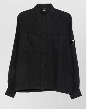 C.P. Company Linen Long-Sleeve Shirt Jacket - Black