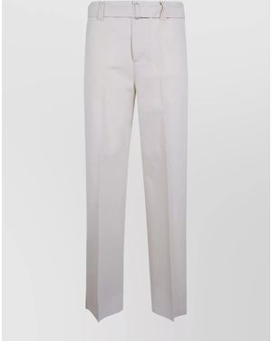 Lardini Silk Cotton Pants Belt Loops Pockets - White
