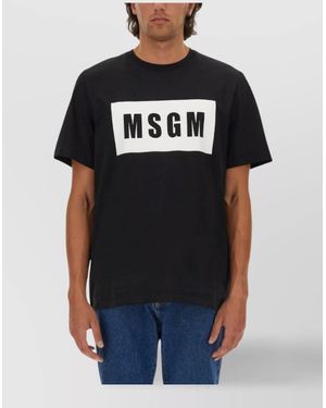 MSGM Volcano Graphic Print Crew Neck T-Shirt in Blue for Men