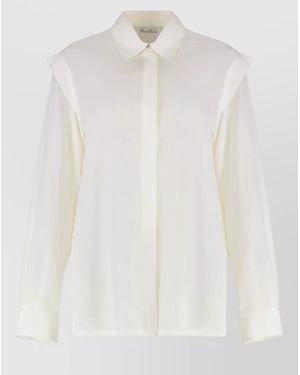 Max Mara Zirlo Silk Shirt Relaxed Fit Long Sleeves - White