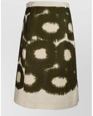 Prada A Line Skirt Abstract Pattern Belt Loops - Green