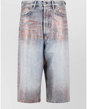Acne Studios Cotton Blend Bermuda Shorts Metallic Finish - Gray