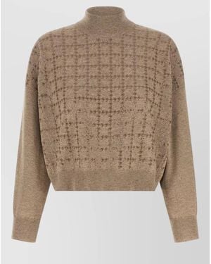 Brunello Cucinelli Cashmere Sequin Turtleneck Loose Fit Jumper - Natural