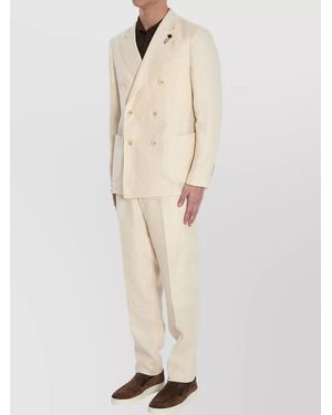 Lardini Linen Double-Breasted Two-Piece Suit - Natural