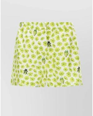Versace Silk Strawberry Garden Knee-Length Shorts - Metallic