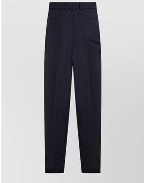 BOSS Virgin Wool High-Rise Tapered Pants - Blue