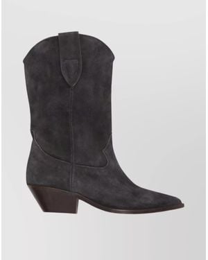 Isabel Marant Suede Leather Cowboy Boots - Black