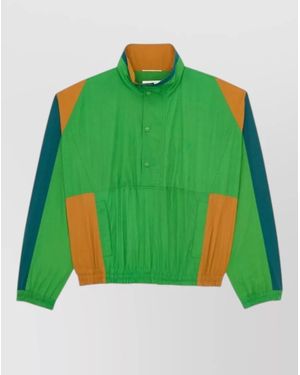 Saint Laurent Technical Jacket Colour Block High Collar - Green