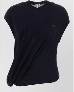 Loewe Wool Blend Vest Cap Sleeves Knotted Detail - Blue