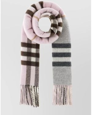 Burberry Cashmere Scarf With Fringe And Stripes - Multicolor
