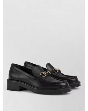 Gucci Loafers Chunky Heel Round Toe Silk Nylon - Black
