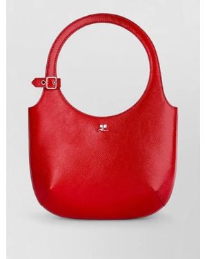Courreges Shoulder Bag Buckle Detail Circular Handle - Red